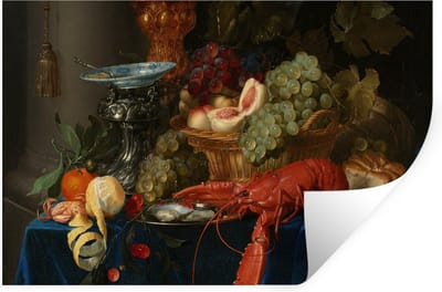Muurstickers - Sticker Folie - Stilleven met een gouden bokaal - Schilderij - Oude meesters - 30x20 cm - Plakfolie - Muurstickers Kinderkamer - Zelfklevend Behang - Zelfklevend behangpapier - Stickerfolie