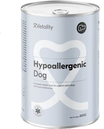 Vetality Hypoallergeen Hondenvoer - 18 x 400 gram - Hondenvoer Blik - Licht Verteerbaar Hondenvoer - Voor Pups vanaf 14 Weken en Volwassen Honden - Voordeelverpakking