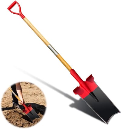 Robuuste spade met zaagfunctie, 142 cm lange grondspade voor moeiteloos graven, snijden en ontwortelen in zware grond, ideaal voor tuinieren en landschapsarchitectuur