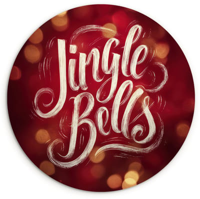 WallCircle® Wandcirkel 120x120 cm - Muurcirkel Jingle - Bells - Kerst - Rood - Muurdecoratie woonkamer - Wanddecoratie slaapkamer - Kamer decoratie accessoires - Ronde schilderijen XXL