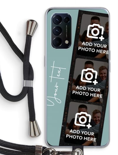 Gepersonaliseerd - Case Company® - Hoesje met koord geschikt voor Oppo Find X3 Lite hoesje met Koord - Filmrol N°1 - Telefoonhoesje met Zwart Koord - Bescherming aan alle Kanten en Over de Schermrand