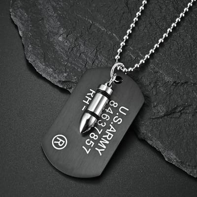 US Marine Corps US Army Merk Kogels Dubbellaags Titanium Staal Ketting Hanger gray