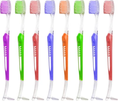 8-delige orthodontische tandenborstel met dubbele V-trim, zachte borstel met interproximale kop voor effectieve reiniging van beugels en tanden