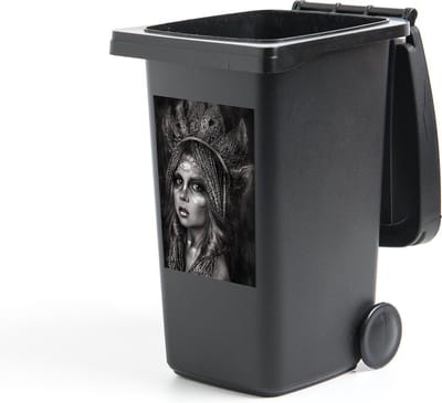 Container sticker Vrouw - Zwart - Wit - 40x60 cm - Kliko sticker