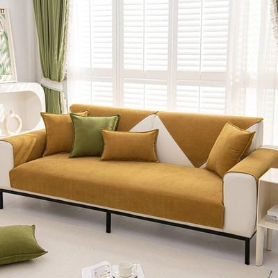 Housse de canapé en chenille pour salon Quatre saisons Universelle Antidérapante Housse de canapé Serviette Tapis de protection pour canapé Décoration de la maison 30x50cm pillowcase beige
