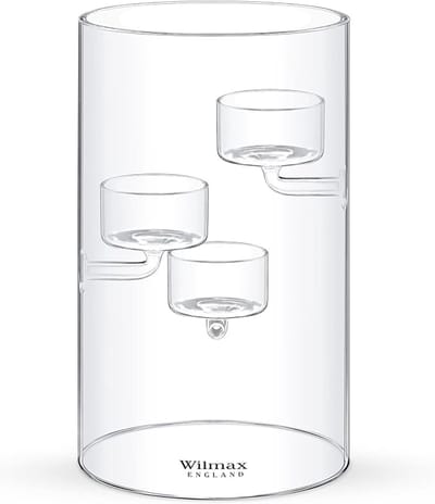 Wilmax - Glazen - Theelichthouder voor 3 theelichten - 20 cm