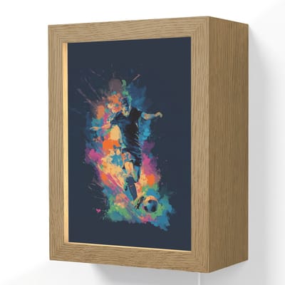 Wandlamp 15x20 cm - Oplaadbaar - Voetballer - Bal - Kleurexplosie - Abstract - Wandlampen binnen woonkamer - Slaapkamer lamp met kabel - Decoratieve nachtlamp - Vloerlamp snoer