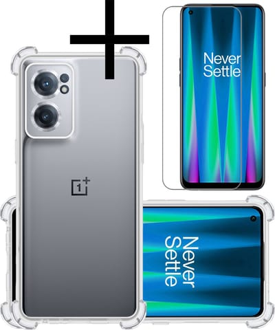Hoesje - Met Screenprotector - Geschikt voor OnePlus Nord CE 2 - Sterk & Shockproof - Siliconen Case - Back Cover - Telefoon Hoes - Shock Proof - Transparant