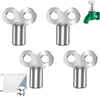 4 stuks - Radiator ontluchtingsklep - Radiator ontluchtingssleutel - Ontluchtingsklepsleutel - Zilver - Radiator ontluchtingssleutel - Radiatorsleutel - Voor aftapkranen, verwarming, staal