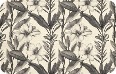 Badmat 80x50 cm - Antislip - Klassiek - Botanisch - Zwart - Beige - Badmatten voor badkamer - Badkamermat - Douchemat - Badkamer mat