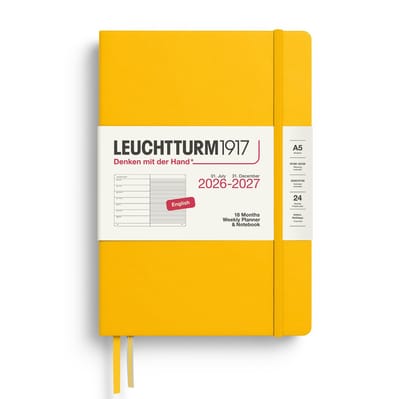 Leuchtturm1917 - Agenda en Notitieboek - 18 maanden - 2026/2027 - A5 - Harde kaft - SUNFLOWER