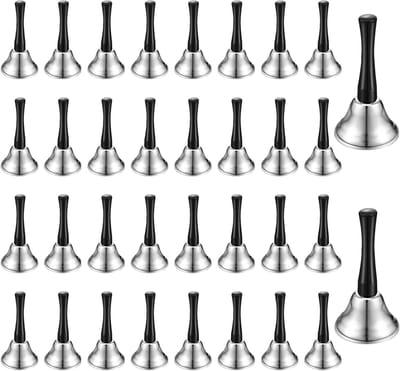 Handbellen Set - Dinerbellen Oproepbellen - Aandacht Trekken - Helder Geluid - 34 stuks - Zilver Zwart