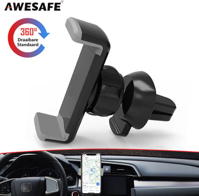 Awesafe Telefoonhouder Auto Geschikt Voor Ventilatierooster- 360 Graden Rotatie - Telefoonhouders Auto - Universeel en Verstelbaar - Grijs