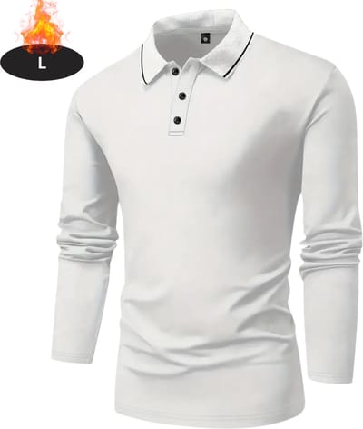 Livano Poloshirt Heren - T-Shirt Heren - Shirt - Overhemd - Polo Shirt Lange Mouwen - Wit - L