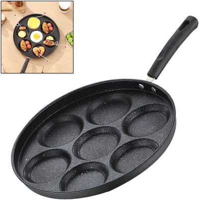 KZQ Gietijzeren Koekenpan Met 7 Gaten 20.5 Cm Voor Pannenkoeken Omeletten En Takoyaki Geschikt Voor Gas Inductie En Oven