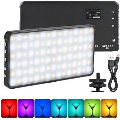 RGB Vullichtpaneel Zakformaat LED Videolicht 2800K-6800K Dimbaar 17 Scène Modes Ingebouwde Batterij zwart