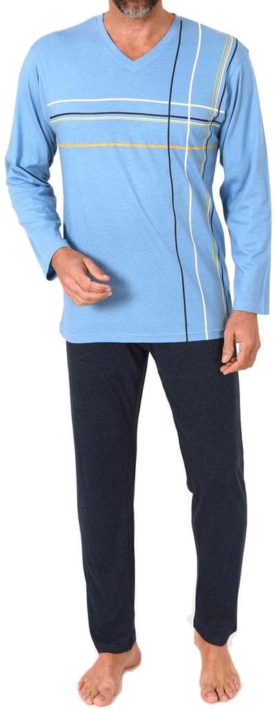 Normann herenpyjama met lange mouwen en print op de voorkant in een elegante look