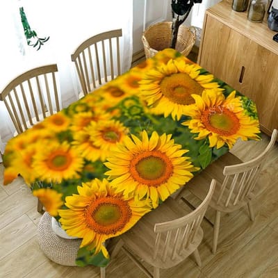Zonnebloem Bloem Patroon Tafelkleed Huis Woonkamer Eettafel Koffietafel Anti-Fouling Tafelkleed Buiten Picknickkleed 140x140cm55x55inch