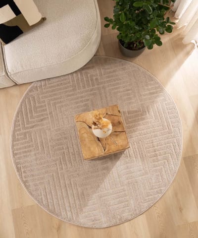 Rond vloerkleed Scandinavisch - Contour Gem beige 100
