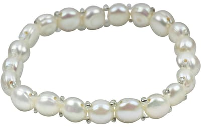Zoetwater parel armband Sofies - echte parels - wit - elastisch - luxe sieraden zakje - parel armband dames - zoetwaterparel - wit parel armband - elastisch parel armband