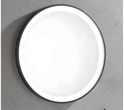 Vente-unique Badkamerspiegel rond met LED-verlichting NUMEA - L60 x H60 cm - zwart