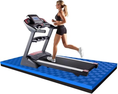 Hometrainer Mat - Vloerbescherming Fitness - Apparatuur Beschermen - Hoge Dichtheid EVA - 2.5 cm Dik - Zwart Blauw