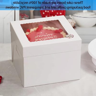Set van 2 taartdozen met venster, 20 x 20 x 20 cm, ideaal voor het vervoeren van kleine taarten en gebakjes