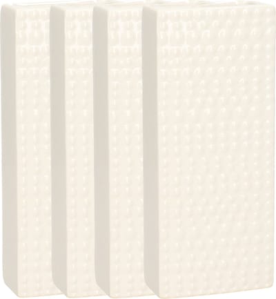Gerimport Waterverdamper - 4x - creme wit - keramiek - 400 ml - radiatorbak luchtbevochtiger - 7,4 x 17,7 cm