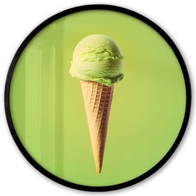 Poster in lijst Rond - Fotolijst 40x40 cm - Posters - Hoorntje - Schepijs - Groen - Ronde posterlijst zwart - Decoratie - Wanddecoratie woonkamer - Muurdecoratie slaapkamer