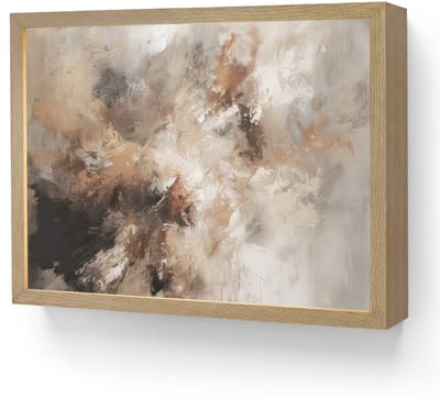 Wandlamp 40x30 cm - Oplaadbaar - Verf - Abstract - Beige - Kunst - Wandlampen binnen woonkamer - Slaapkamer lamp - Decoratieve nachtlamp - Vloerlamp draadloos
