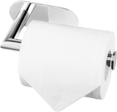 Dailygoods- Toiletrolhouder zonder boren - Chroom - Roestvrij staal - Modern design - Horizontaal/verticaal - Matzwarte afwerking - Toiletpapierrek