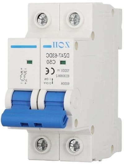 Stroomonderbreker - Zekeringautomaat DC - Circuit Bescherming - Hoge Spanning - 63 A - Grijs