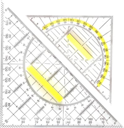 SnelShoppen - 2-delige geo driehoek met handvat, flexibel geo-driehoek voor nauwkeurige metingen, transparant, ergonomisch, tot 180 graden, perfect vo