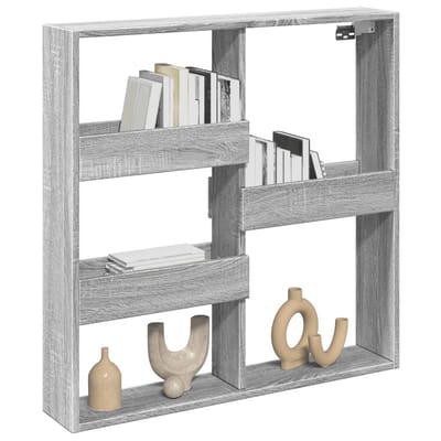 vidaXL - Wandkast - 80x15x80 - cm - bewerkt - hout - grijs - sonoma - eikenkleurig