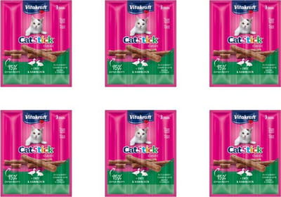 Vitakraft - Kattensnack - Catstick Mini - Eend & Konijn - 3 x 6 zakjes