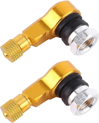 Set van 2 Stuks 90 Graden Ventieldoppen voor Motorbanden - Universele Aluminium Ventieldoppen voor Tubeless Velgen - 11.3mm Snap-in Ventielen (Goud)