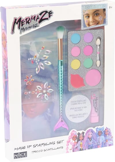Zeemeermin Make-up Set - Oogschaduw Lipgloss - Feestjes Themafeesten - Met Plak Edelstenen - 19 x 25 x 2.7 cm