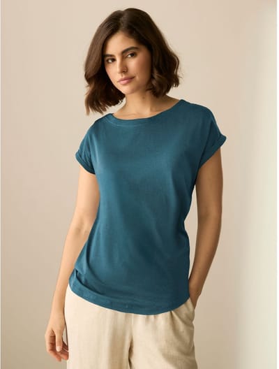 Next - Dames - T-shirt met kapmouwtjes - Blauw