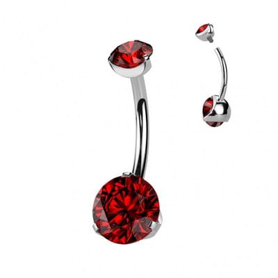 Piercing sierlijk dubbele steen rood - LMPiercings
