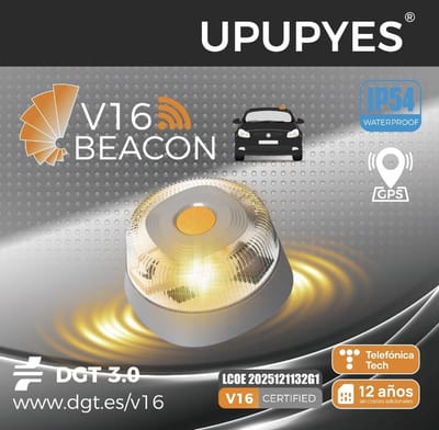 V16 Alarmlicht Spanje - Met GPS en Geactiveerde SIM - DGT 3.0 gecertificeerd - Noodlamp Spanje - DGT goedgekeurd - Noodsignaallamp - Gevarenlicht