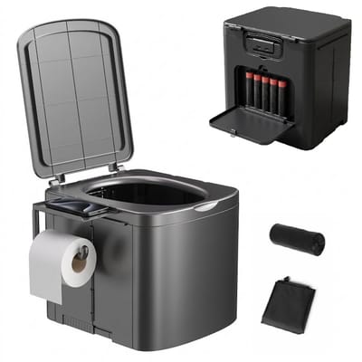 Opvouwbaar Camping Toilet met Handgreep & Opbergruimte – XL Draagbaar Toilet 150kg – Inclusief Toiletrolhouder – Compact Reistoilet