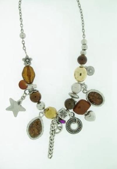 Behave - Korte ketting zilverkleur met hangers en kralen - Nikkelvrij - Trendy mode accessoires