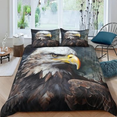 Eagle Dekbedovertrek Set Queen Size Voor Volwassenen Dierenpatroon Beddengoed Set Stijlvolle Decoratieve Vogel Dekbedovertrek US Twin(172*218cm)3pcs