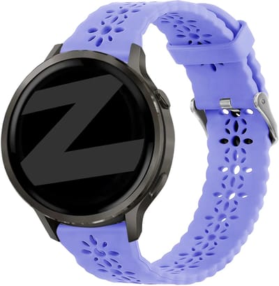 Bandz Siliconen 'Lace' bandje geschikt voor Garmin Vivoactive 6 / 5 / 3 / Vivomove / 3 / HR / Style / Luxe / Sport / Trend / Forerunner 645 / 570 / 245 / 170 / 165 / 70 / 55 / Venu / SQ / SQ2 / 2 Plus / Approach S12 / S40 / S42 / S44 - Lichtpaars