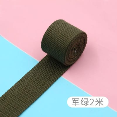 Sangle en coton polyester de couleur, sangle de cartable, sangle de sac à dos, sangle de sangle, bandoulière, accessoires de sangle, sangle d'emballage, sangle en tissu. army green * 2cm (2m pack)