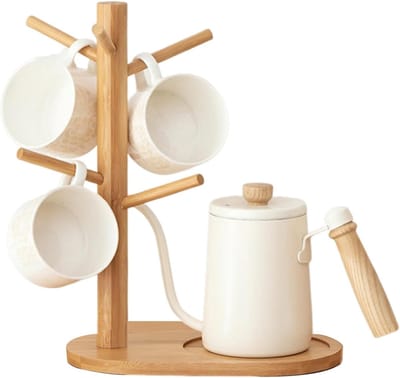 Ruimtebesparende houder voor koffiekopjes en glazen, geschikt voor 7 bekers op het aanrecht en in de keuken