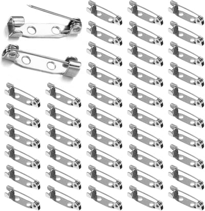 250 stuks broche spelden, broche ruggen, zilveren badge pin ruggen, broche clip basispinnen met blanco veilig slot, 20 mm veilige achtersluiting, voor badges, Corsages Boutineer, sieraden