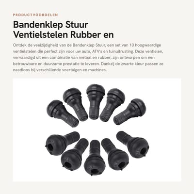 Dailygoods- Bandenklep Gloednieuw - TR412 Snap In Ventiel - 10 Stuks - Metaal/Rubber - Zwart - Duurzaam Materiaal
