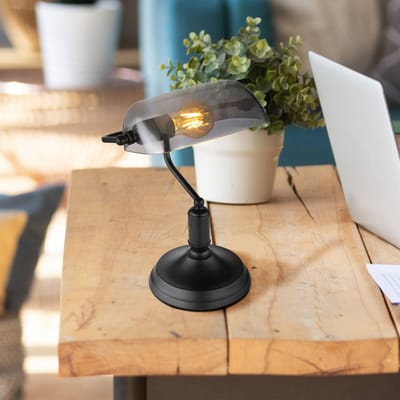 Globo - tafellamp - Antique - zwart - metaal - bureaulamp - E27 - 2491B