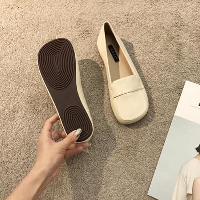Retro Vierkante Neus Zachtzool Pu Leer Schoenen Dames Lente Herfst Nieuw Zachte Loafers Avond Platte Schoenen Mary Jane Schoenen 37